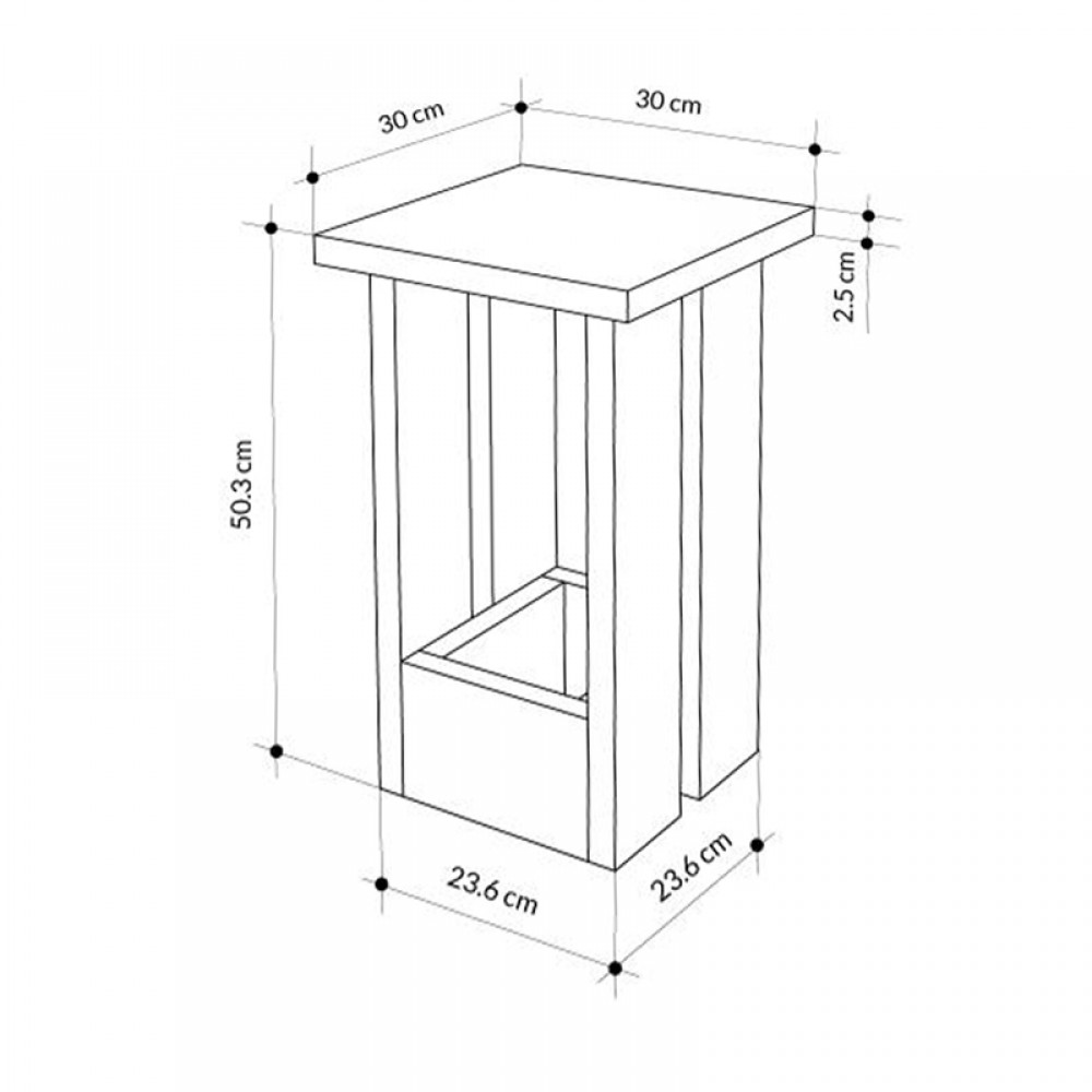 Τραπεζάκι βοηθητικό Tasos Megapap χρώμα sepet oak 30x30x50,3εκ.