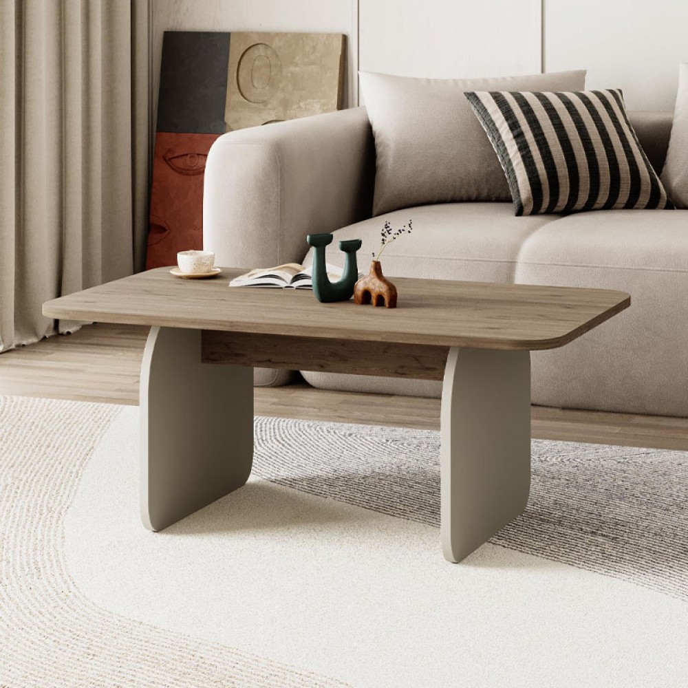 Τραπεζάκι σαλονιού Pietra Megapap χρώμα sepet oak - sandstone 100x60x41,8εκ.