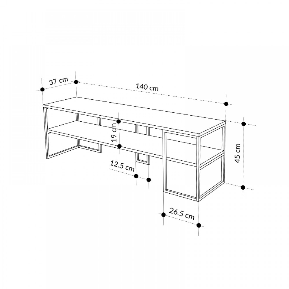 Έπιπλο τηλεόρασης Friday Megapap χρώμα black wood 140x37x45εκ.