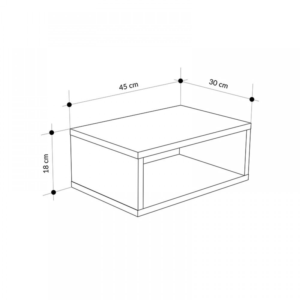 Κομοδίνο επιτοίχιο Brik Megapap με LED χρώμα καρυδί - sandstone 45x30x18εκ.