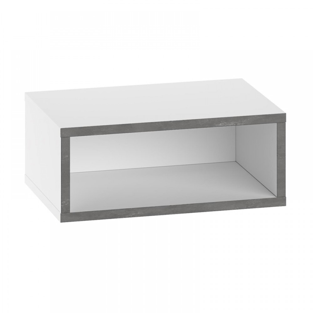 Κομοδίνο επιτοίχιο Brik Megapap με LED χρώμα λευκό - γκρι ρετρό 45x30x18εκ.