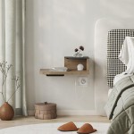 Κομοδίνο επιτοίχιο Luno Megapap με LED χρώμα sepet oak 40x30x16,2εκ.