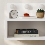 Κομοδίνο επιτοίχιο Treo Megapap με LED χρώμα λευκό 40x30x33,8εκ.