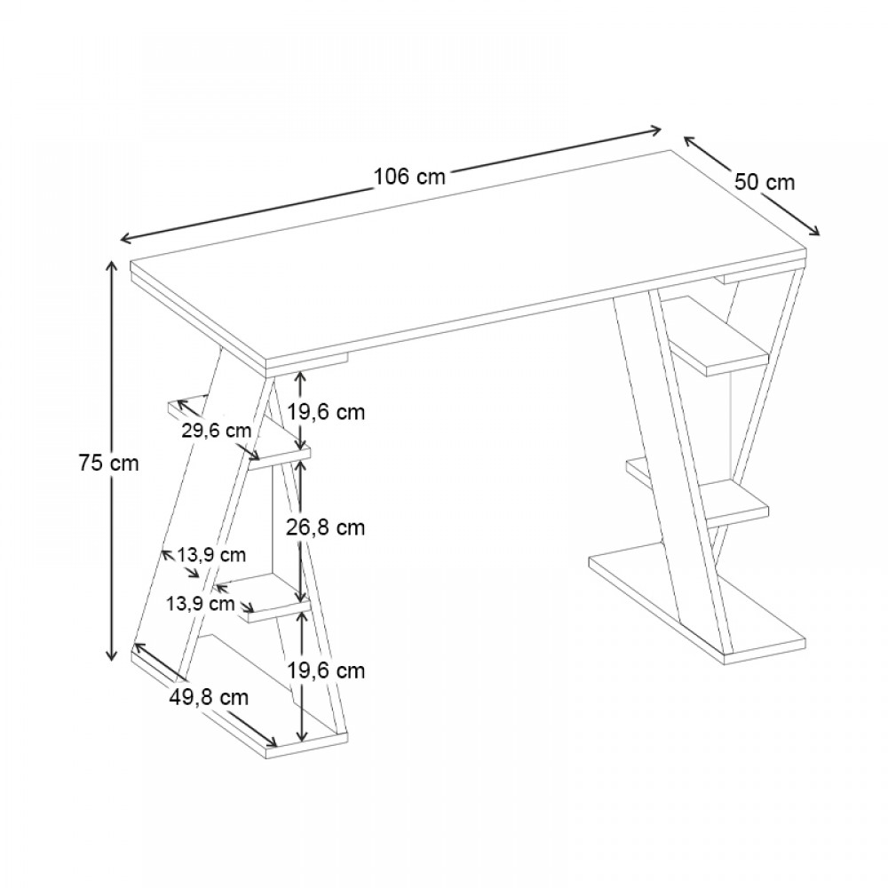 Γραφείο εργασίας Papillon Megapap χρώμα ανθρακί 106x50x75εκ