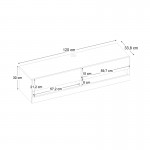 Έπιπλο τηλεόρασης επιτοίχιο Moon Megapap με LED χρώμα λευκό 120x33,8x30εκ.