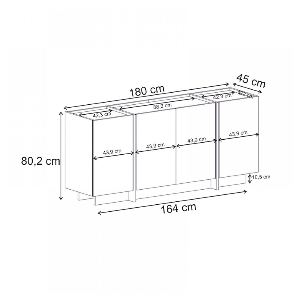 Μπουφές Dorma Megapap χρώμα travertine 180x45x80,2εκ.