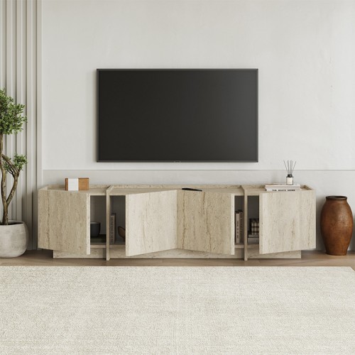 Έπιπλο τηλεόρασης Lowen Megapap χρώμα travertine 180x35x46,2εκ.