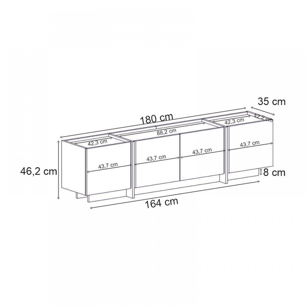 Έπιπλο τηλεόρασης Lowen Megapap χρώμα travertine 180x35x46,2εκ.
