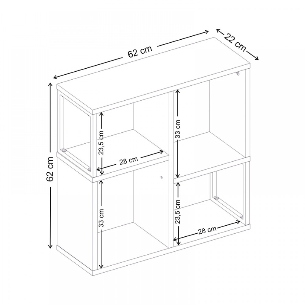 Βιβλιοθήκη Bolton Megapap χρώμα ανοιχτό καρυδί 62x22x62εκ.