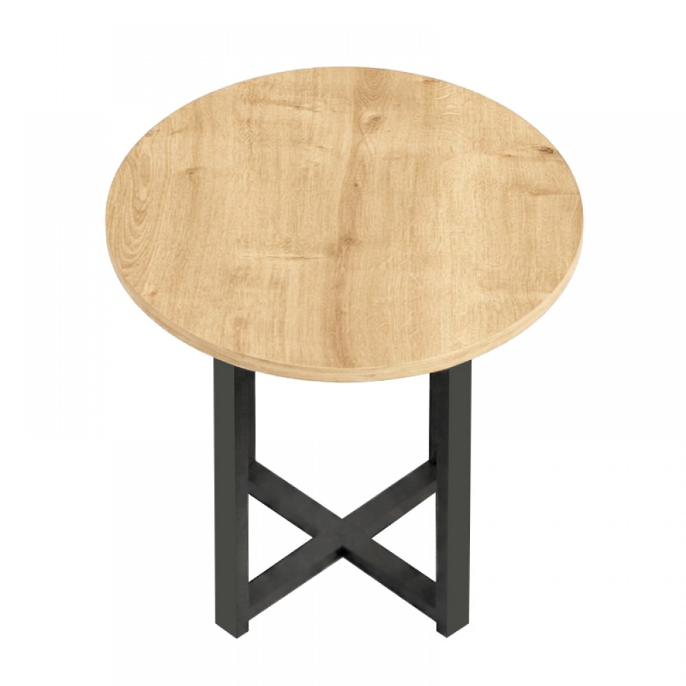 Τραπεζάκι βοηθητικό Mesa Megapap χρώμα sapphire oak Ø45x50εκ.