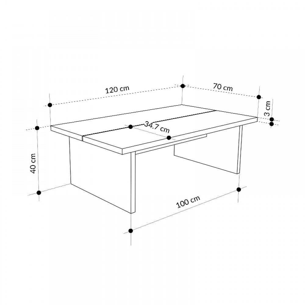 Τραπεζάκι σαλονιού Loana Megapap χρώμα καρυδί Ud 120x70x40εκ.