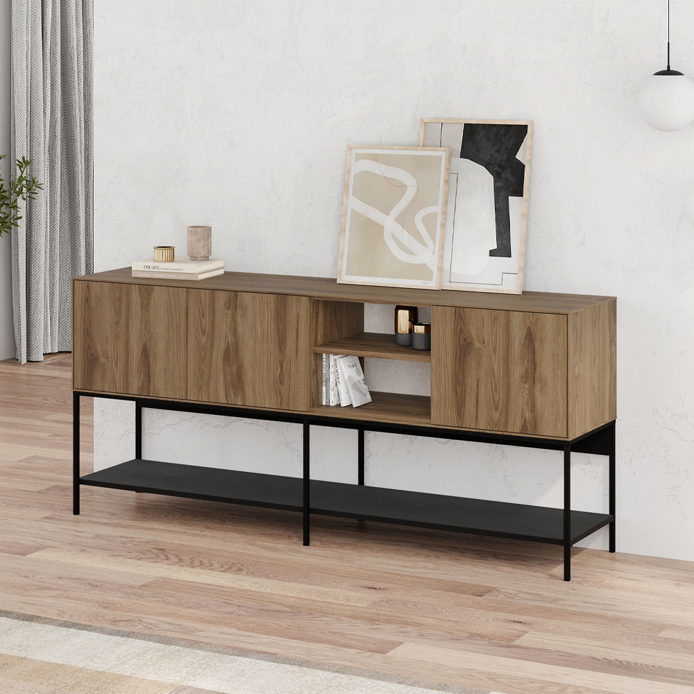 Μπουφές Amira Megapap χρώμα καρυδί Ud - black wood 180x40x80εκ.