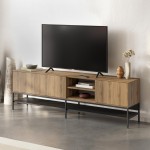 Έπιπλο τηλεόρασης Amira Megapap χρώμα καρυδί Ud - black wood 180x35x55εκ.