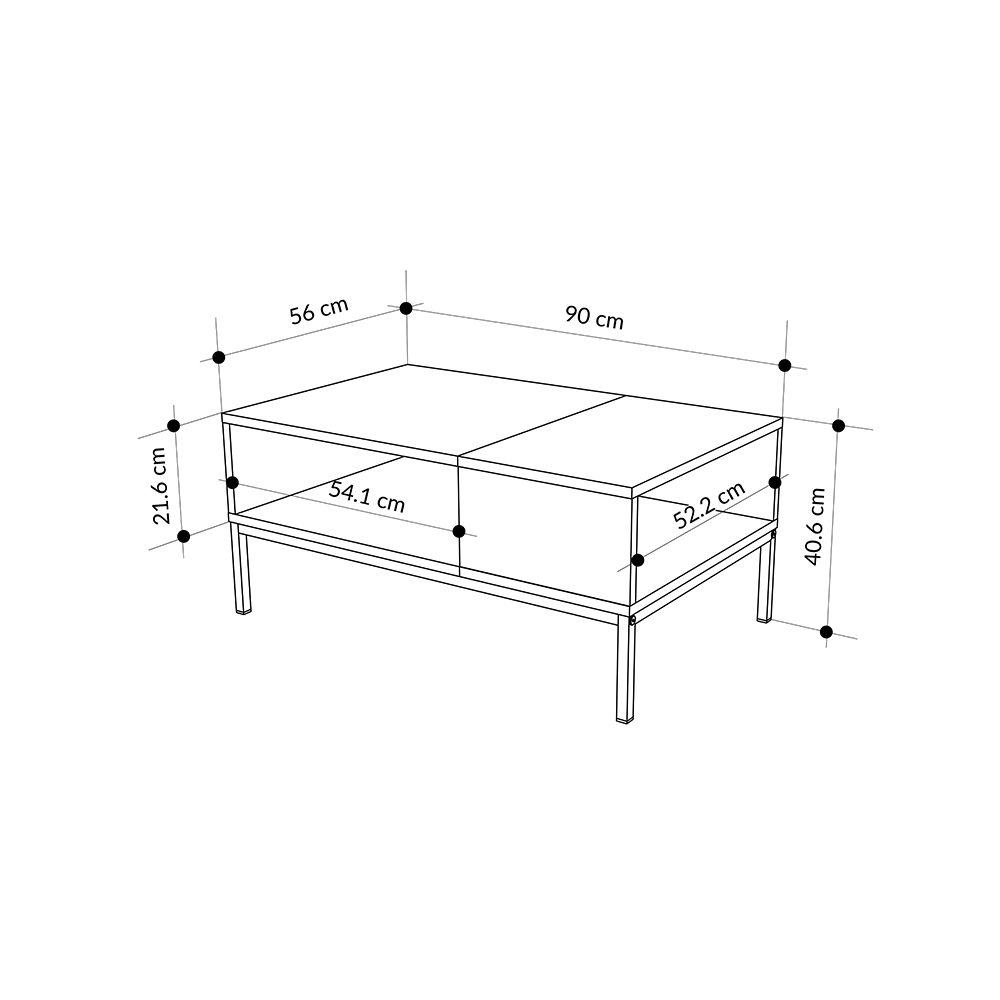 Τραπεζάκι σαλονιού Cailin Megapap χρώμα sepet oak - black wood 90x56x40,6εκ.