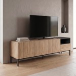 Έπιπλο τηλεόρασης Cailin Megapap χρώμα sepet oak - black wood 180x41,8x55εκ.