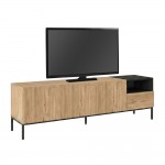 Έπιπλο τηλεόρασης Cailin Megapap χρώμα sepet oak - black wood 180x41,8x55εκ.