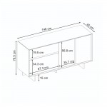 Μπουφές Capri Megapap χρώμα καρυδί milano 146x45x76,5εκ.