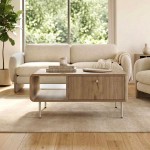 Τραπεζάκι σαλονιού Colia Megapap χρώμα sepet oak 90x60x40,4εκ.