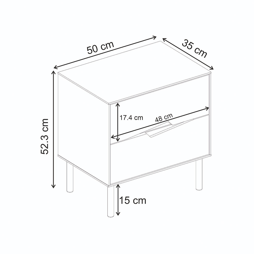 Κομοδίνο Marquise Megapap χρώμα sandstone 50x35x52,3εκ.