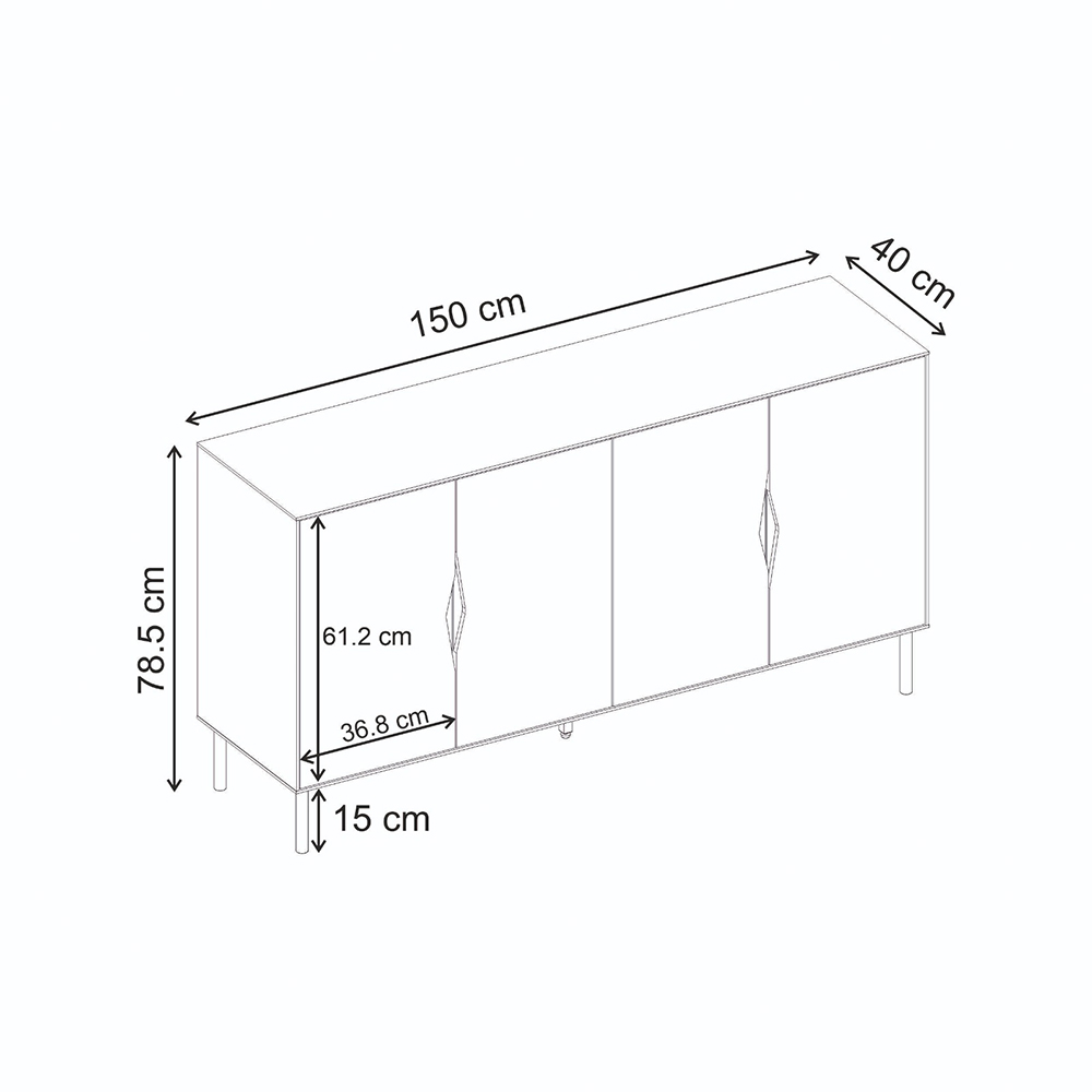 Μπουφές Marquise Megapap χρώμα sandstone 150x40x78,5εκ.