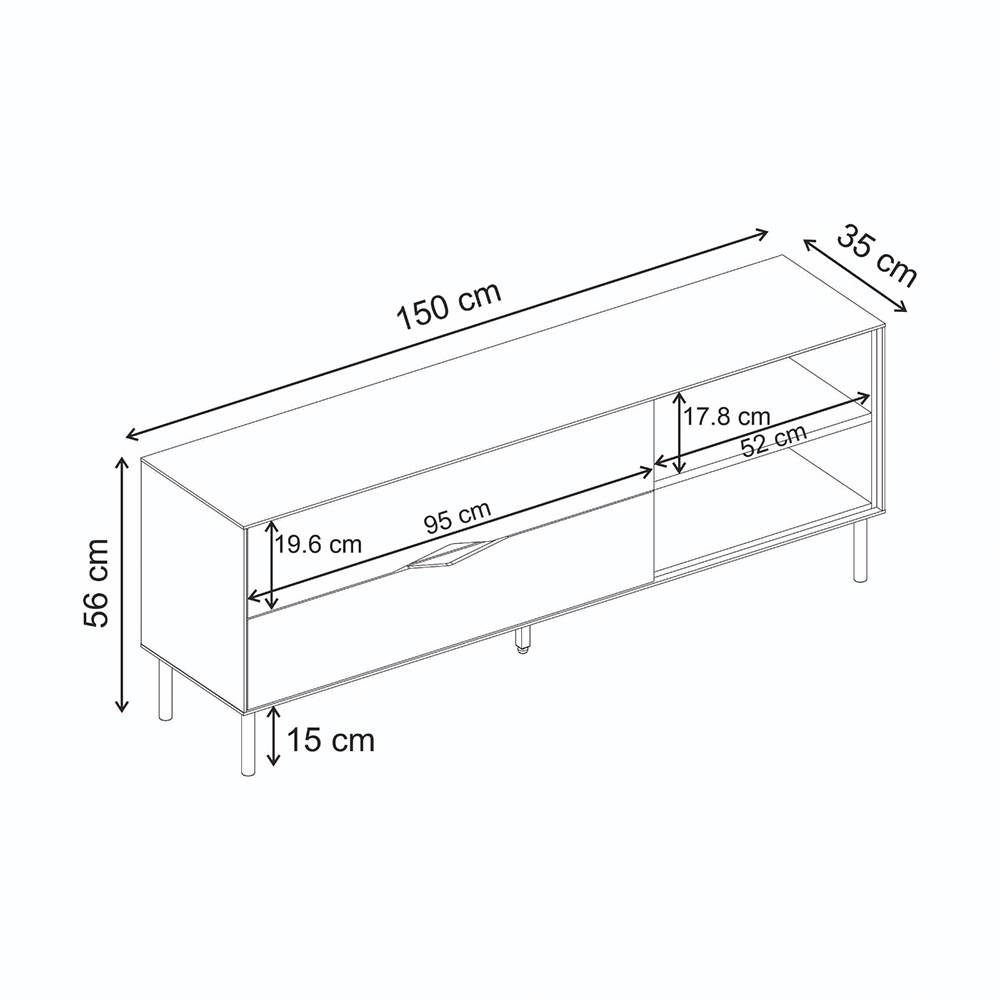 Έπιπλο τηλεόρασης Marquise Megapap χρώμα sandstone 150x35x56εκ.