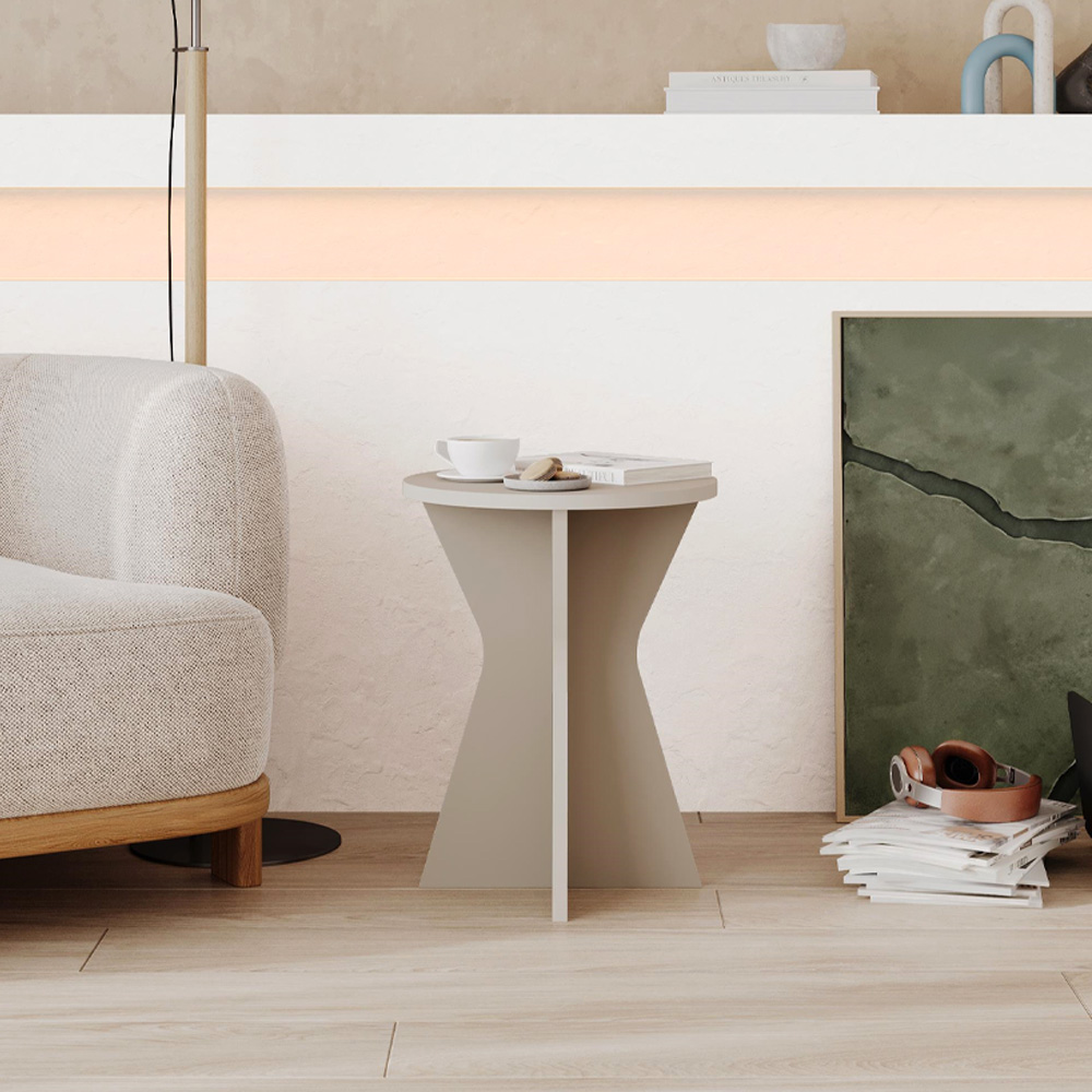 Τραπεζάκι βοηθητικό Lisa Megapap χρώμα sandstone Ø40x51,8εκ.