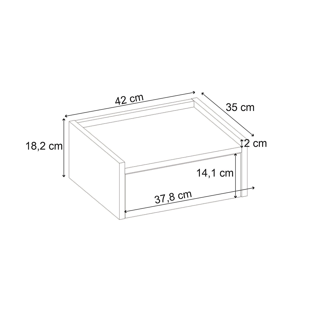 Κομοδίνο επιτοίχιο Brisa Megapap χρώμα καρυδί Ud 42x35x18,2εκ.