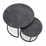 Τραπεζάκι σαλονιού σετ 2 τμχ Gary Megapap Mdf - μεταλλικό χρώμα σκούρο γκρι σκυροδέματος 65x65x44εκ.