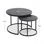Τραπεζάκι σαλονιού σετ 2 τμχ Gary Megapap Mdf - μεταλλικό χρώμα σκούρο γκρι σκυροδέματος 65x65x44εκ.