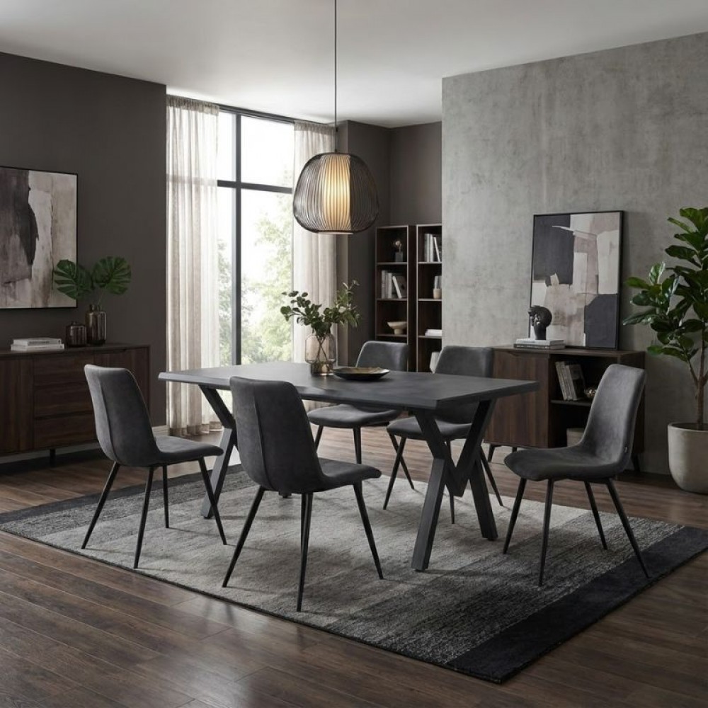 Τραπέζι Walter Megapap Mdf - μεταλλικό χρώμα σκούρο γκρι σκυροδέματος 160x80x75εκ.