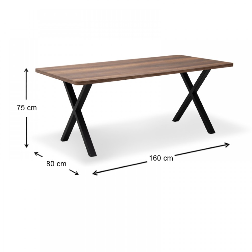 Τραπέζι Jeremy Megapap Mdf - μεταλλικό χρώμα καρυδί 160x80x75εκ.