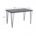 Τραπέζι Roger Megapap Mdf - μεταλλικό χρώμα σκούρο γκρι σκυροδέματος 120x70x75εκ.