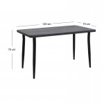 Τραπέζι Levico Megapap Mdf - μεταλλικό χρώμα σκούρο γκρι σκυροδέματος 120x70x75εκ.