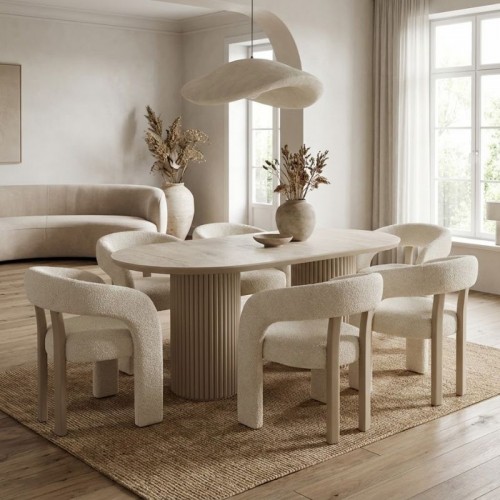 Τραπέζι Hazar Megapap Mdf χρώμα travertine - sandstone 180x90x77εκ.