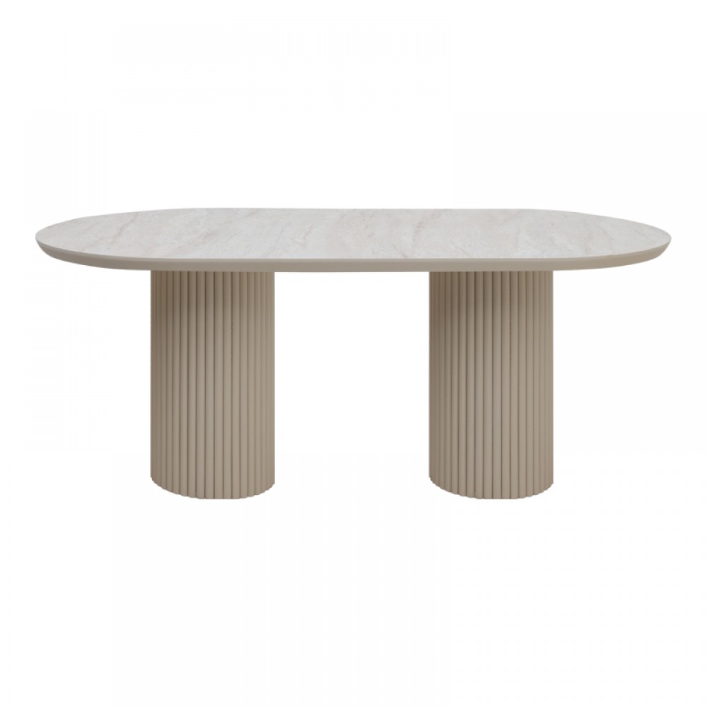 Τραπέζι Hazar Megapap Mdf χρώμα travertine - sandstone 180x90x77εκ.