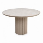 Τραπέζι Hazar Megapap Mdf χρώμα travertine - sandstone Ø119,5x76εκ.