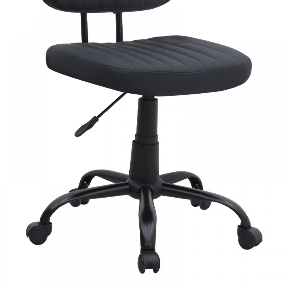 Καρέκλα γραφείου Romano Megapap από τεχνόδερμα χρώμα μαύρο 46x53x79/86εκ.