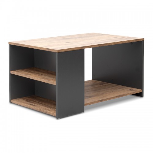 Τραπεζάκι σαλονιού Sylvia Megapap χρώμα pine oak - ανθρακί 90,2x59,2x48,1εκ.
