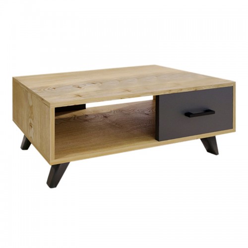 Τραπεζάκι σαλονιού Gilbert Megapap χρώμα sapphire oak - ανθρακί 90x45x35εκ.