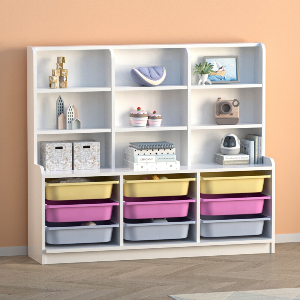 Βιβλιοθήκη Obia Megapap με 9 συρτάρια χρώμα λευκό 132,6x30x115εκ.