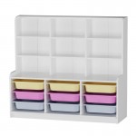 Βιβλιοθήκη Obia Megapap με 9 συρτάρια χρώμα λευκό 132,6x30x115εκ.