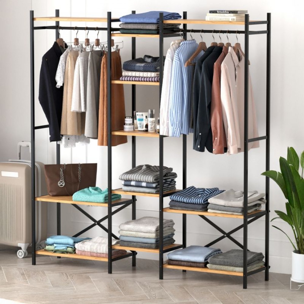 Ντουλάπα ρούχων ανοιχτή - Έπιπλο εισόδου Openix Megapap χρώμα pine oak 171,7x34,2x180,7εκ.