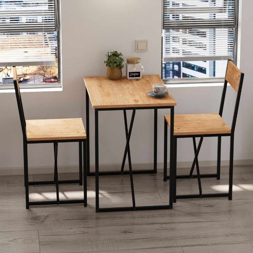 Τραπεζαρία Maysa Megapap Σετ 3 τμχ χρώμα pine oak 72,5x52,5x71,8εκ.