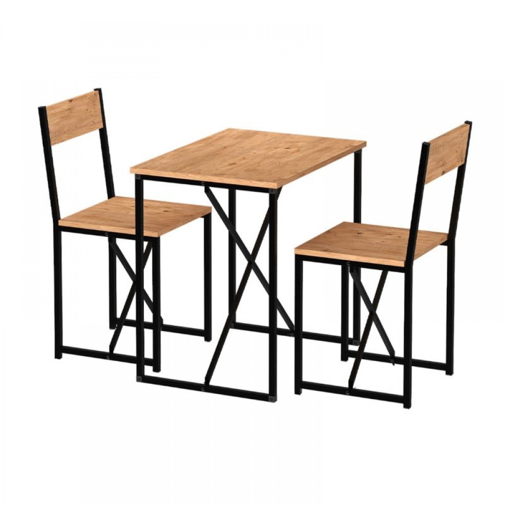 Τραπεζαρία Maysa Megapap Σετ 3 τμχ χρώμα pine oak 72,5x52,5x71,8εκ.