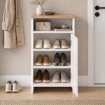 Παπουτσοθήκη - Ντουλάπι Talsa Megapap χρώμα λευκό - sapphire oak 50x35,3x86εκ.