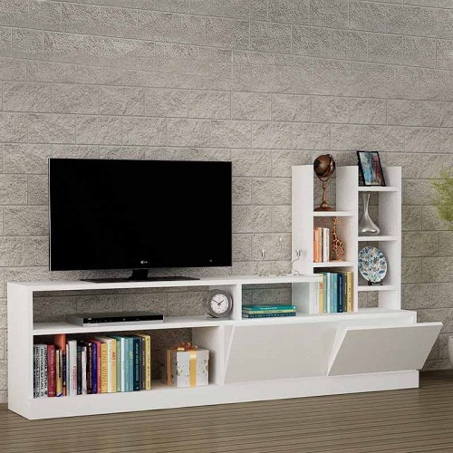 Σύνθεση τηλεόρασης Pesaro Megapap χρώμα λευκό 165x25x91,3εκ.