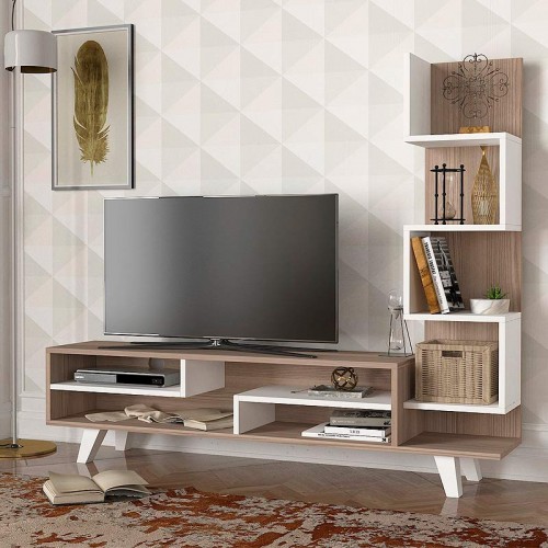 Έπιπλο τηλεόρασης Granada Megapap χρώμα λευκό - cordoba 149,5x29,5x120εκ.