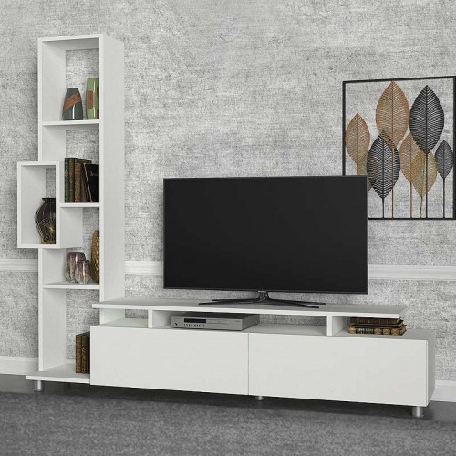 Σύνθεση τηλεόρασης Tulip Megapap χρώμα λευκό 160x29,5x160εκ.