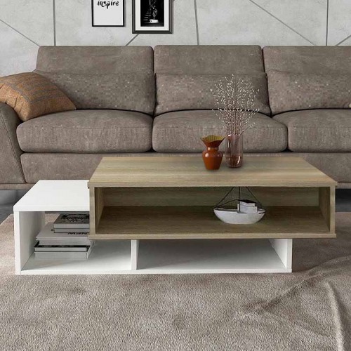 Τραπεζάκι σαλονιού Tab Megapap χρώμα λευκό - cordoba 105x60x32εκ.