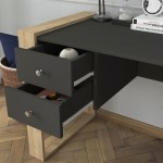 Γραφείο εργασίας Fernando Megapap χρώμα ανθρακί - sapphire oak 158,4x60x72,2εκ.